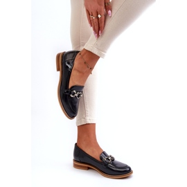 Laura Messi 2760 Navy Blue Leather Leather Varnised Loafers 3