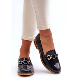 Laura Messi 2760 Navy Blue Leather Leather Varnised Loafers 2