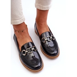 Laura Messi 2760 Navy Blue Leather Leather Varnised Loafers 1
