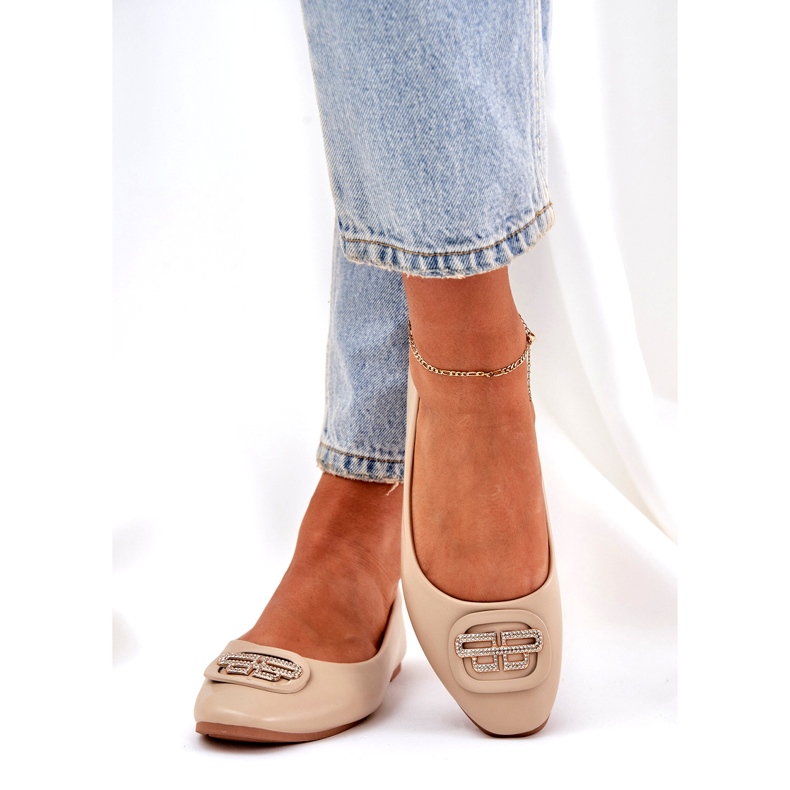 Seastar Dámské baleríny na ploché podrážce s ozdobou pro 58p béžovou béžový 2