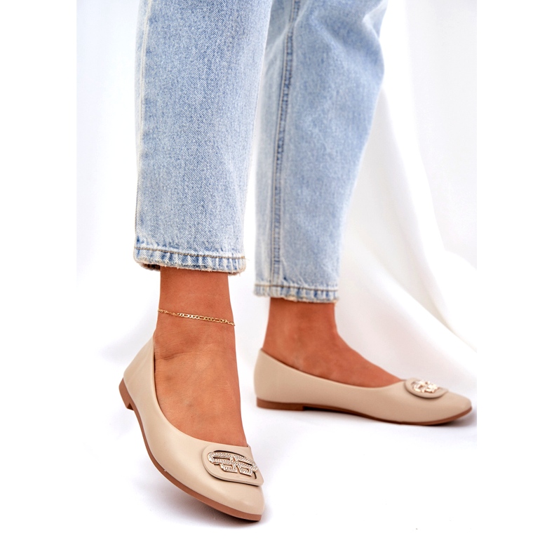 Seastar Dámské baleríny na ploché podrážce s ozdobou pro 58p béžovou béžový 1