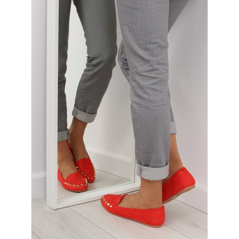 Dámské mokasíny s cvočky červené 1388 Red 1