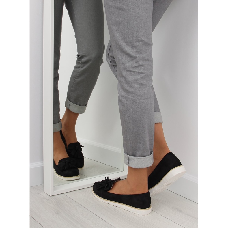 Černé Dámské mokasíny s třásněmi 7214 Černé černá 1