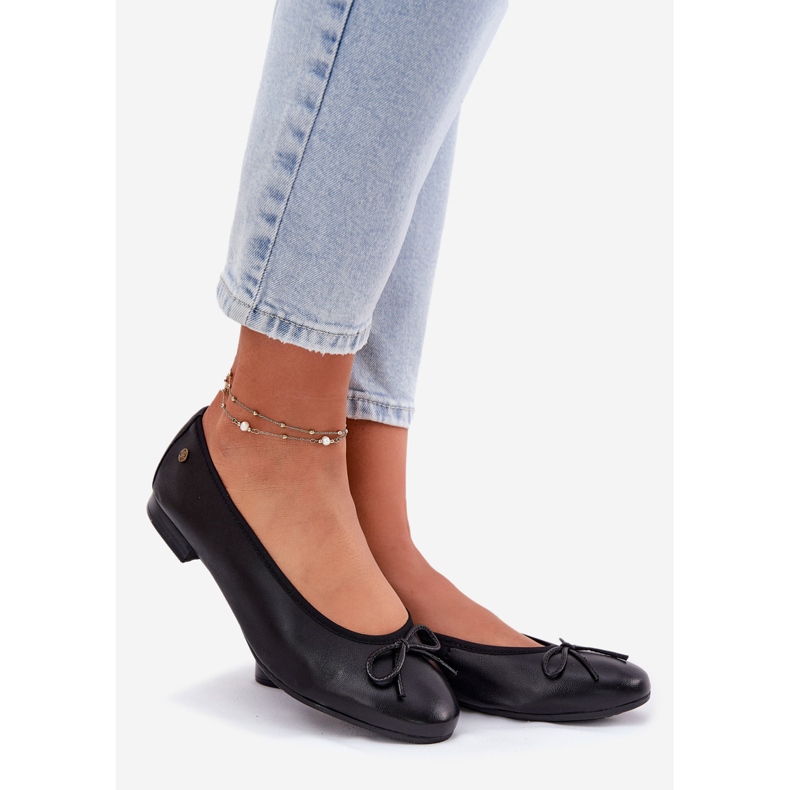 Dámské kožené baleríny Maciejka P6800-01 Black s lukem černý 1