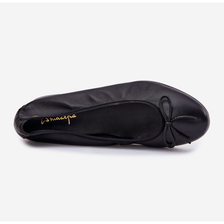 Dámské kožené baleríny Maciejka P6800-01 Black s lukem černý 2