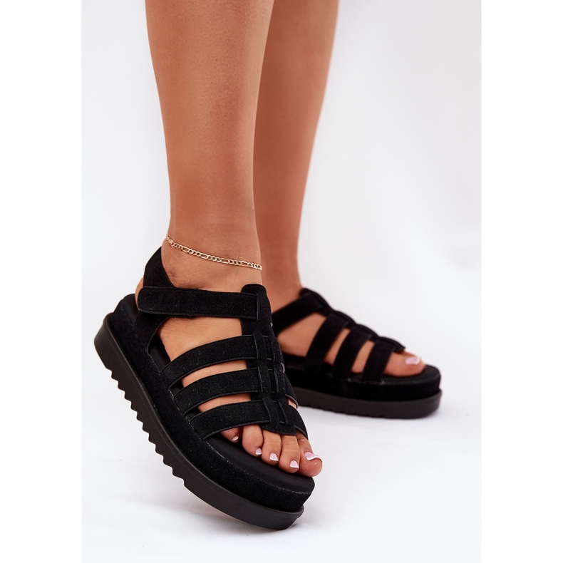 Inna Dámské sandály na platformě Eco Suede Black černá 2
