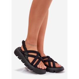 Inna Dámské sandály na platformě s černými pruhy černá 1 Inna Dámské sandály na platformě s černými pruhy černá 1
