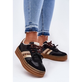 Inna Dámské tenisky na platformě s dvojitým šněrovacím černým leopardem černá 2