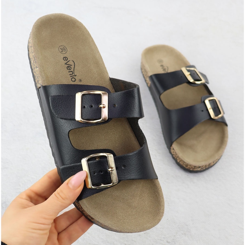 EVento Dámské žabky s černými svorkami 8323 černá 1