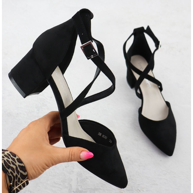 Dámské sandály na černém příspěvku Sergio Leone SK-830 černá 1