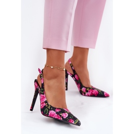 Inna Zdobené sandály na vysoké patě v černých růžích černá 2 Inna Zdobené sandály na vysoké patě v černých růžích černá 2