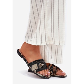 Inna Ploché dámské žabky s ozdobnou černou sponou černá 1 Inna Ploché dámské žabky s ozdobnou černou sponou černá 1