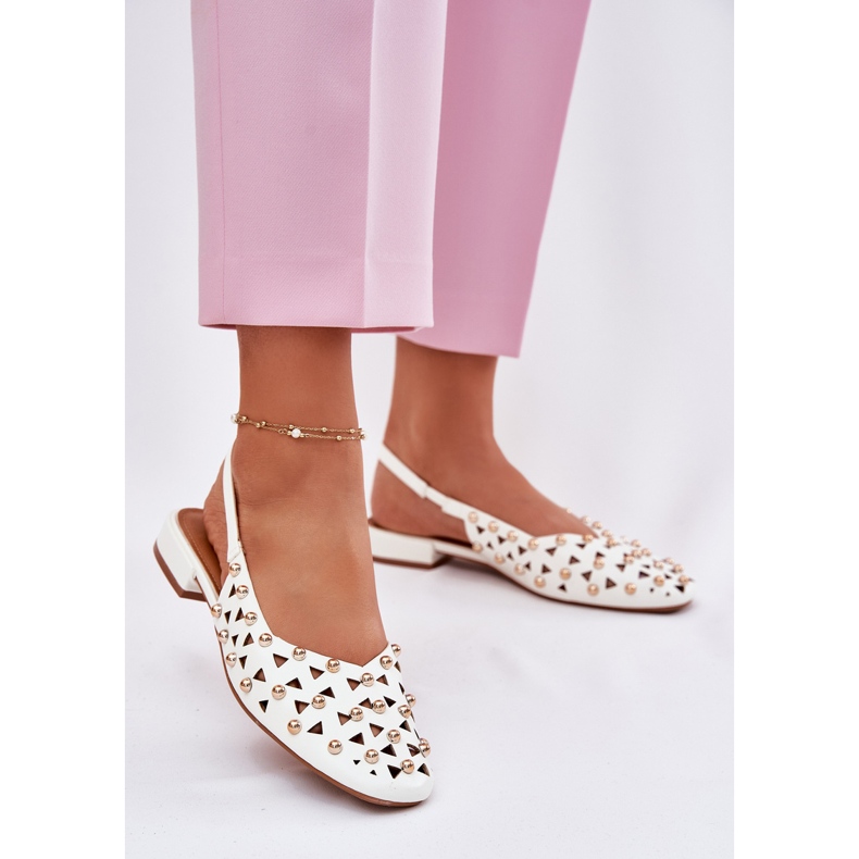 Inna Zdobené ploché baleríny bílé bílý 2
