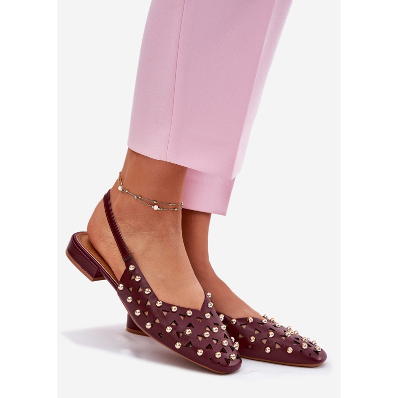 Inna Zdobené ploché burgundské baleríny červené 1