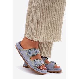 Inna Dámské žabky s sponami a dekorativním modrým lemem 1