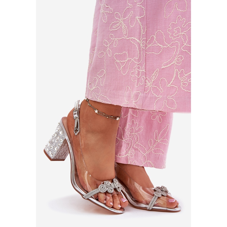 S.Barski Transparentní sandály na stříbrném příspěvku MR51-705 stříbrný 1