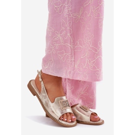 S.Barski Elegantní dámské ploché sandály s ozdobou S. Barski KV51-082 Zlato zlatý 1