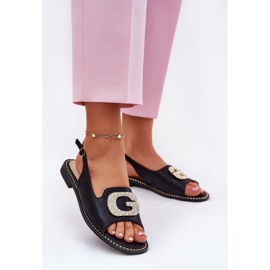 S.Barski Dámské sandály s dekorativním detailem S. Barski KV51-081 Black černá 2 S.Barski Dámské sandály s dekorativním detailem S. Barski KV51-081 Black černá 2