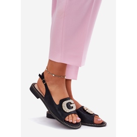 S.Barski Dámské sandály s dekorativním detailem S. Barski KV51-081 Black černá 1 S.Barski Dámské sandály s dekorativním detailem S. Barski KV51-081 Black černá 1