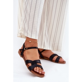 S.Barski Ploché lesklé dámské sandály S. Barski KV51-022 Černá 2 S.Barski Ploché lesklé dámské sandály S. Barski KV51-022 Černá 2