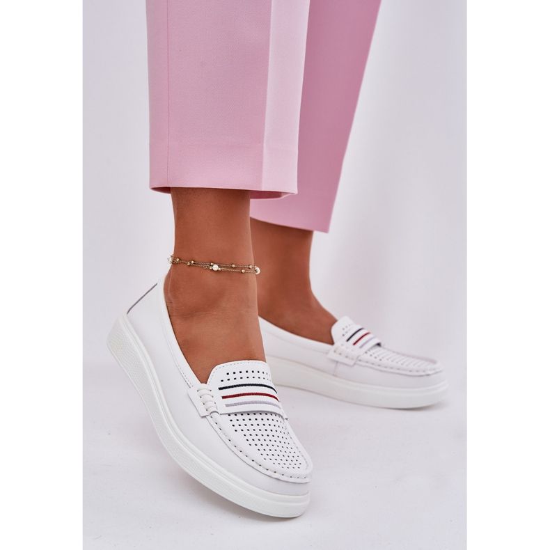 EVento Dámské kožené mokasíny bílé bílé bílý 2