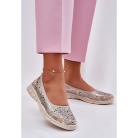 EVento Kožené otevřené lehké baleríny zlaté baleríny zlatý 2 EVento Kožené otevřené lehké baleríny zlaté baleríny zlatý 2