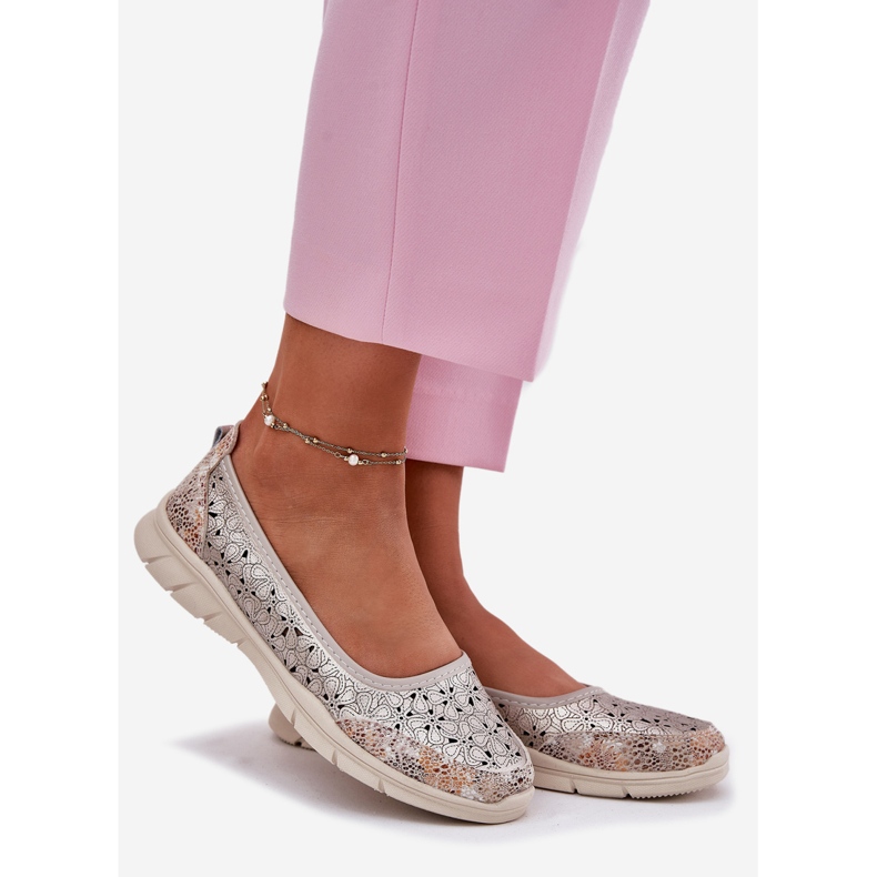 EVento Kožené otevřené lehké baleríny zlaté baleríny zlatý 1