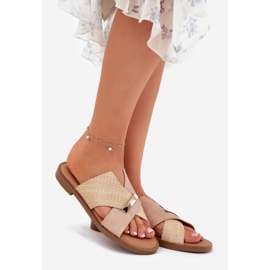 Dámské ploché podpatky s dekorativním Vinceza 17385 Beige béžový 1