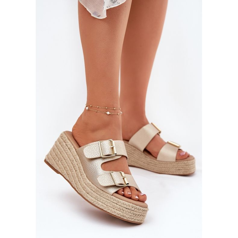 Inna Dámské klíny s klínem s copu a zlatými svorkami 2