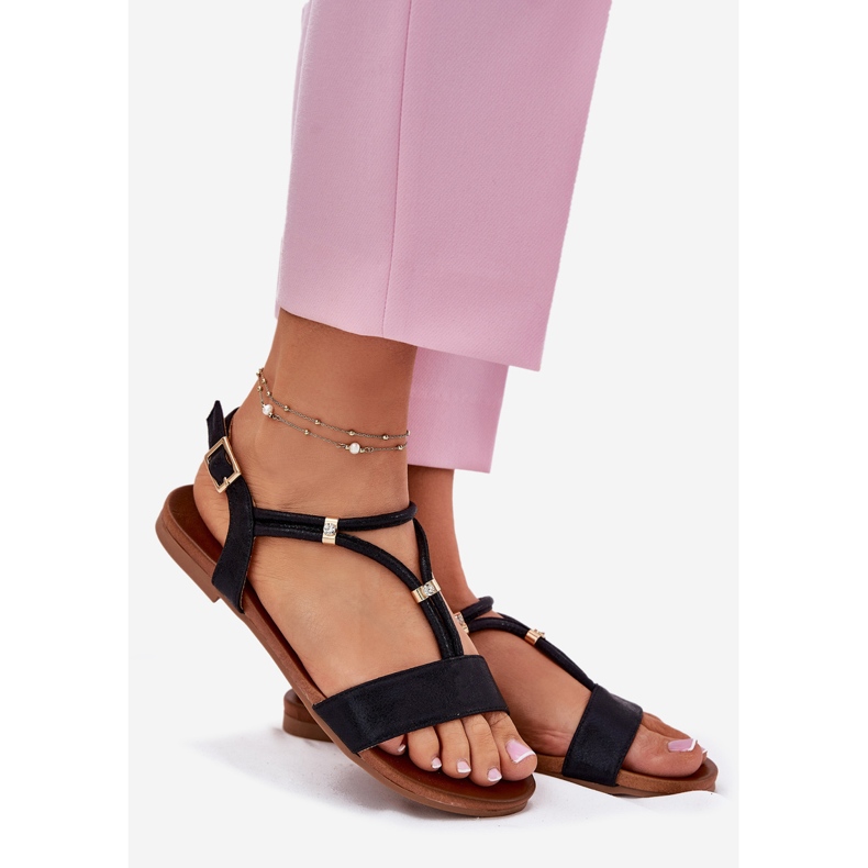 S.Barski Dámské ploché sandály s pruhy S. Barski KV51-120 černé černá 1 S.Barski Dámské ploché sandály s pruhy S. Barski KV51-120 černé černá 1