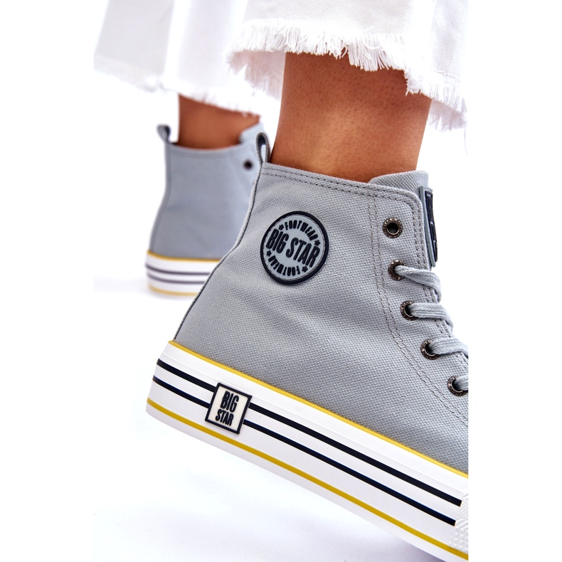 Dámské vysoce materiálové tenisky na platformě Big Star LL274188 Light Blue modrý 3