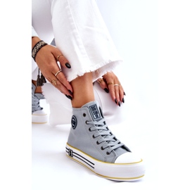 Dámské vysoce materiálové tenisky na platformě Big Star LL274188 Light Blue modrý 4