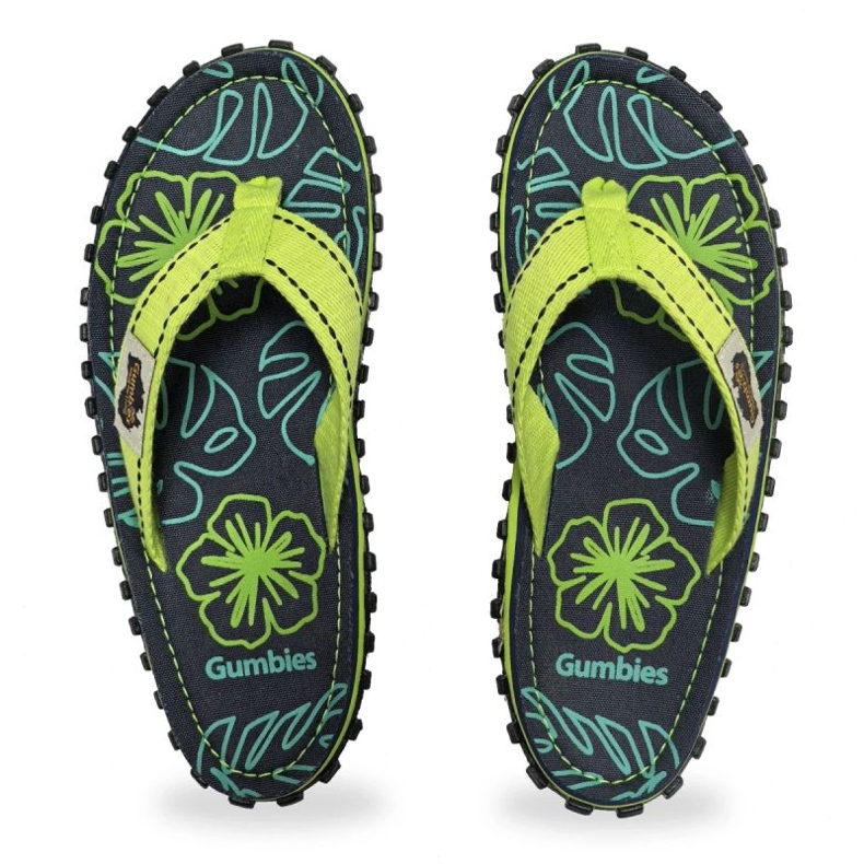 Hřebky Gumbies Islander Flip-Flops Lime Hibiscus Gu-FFISL148 zelený 1