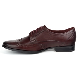 Olivier Men's Brogs Leather Shoes - Model 1023 Cherry červený 1