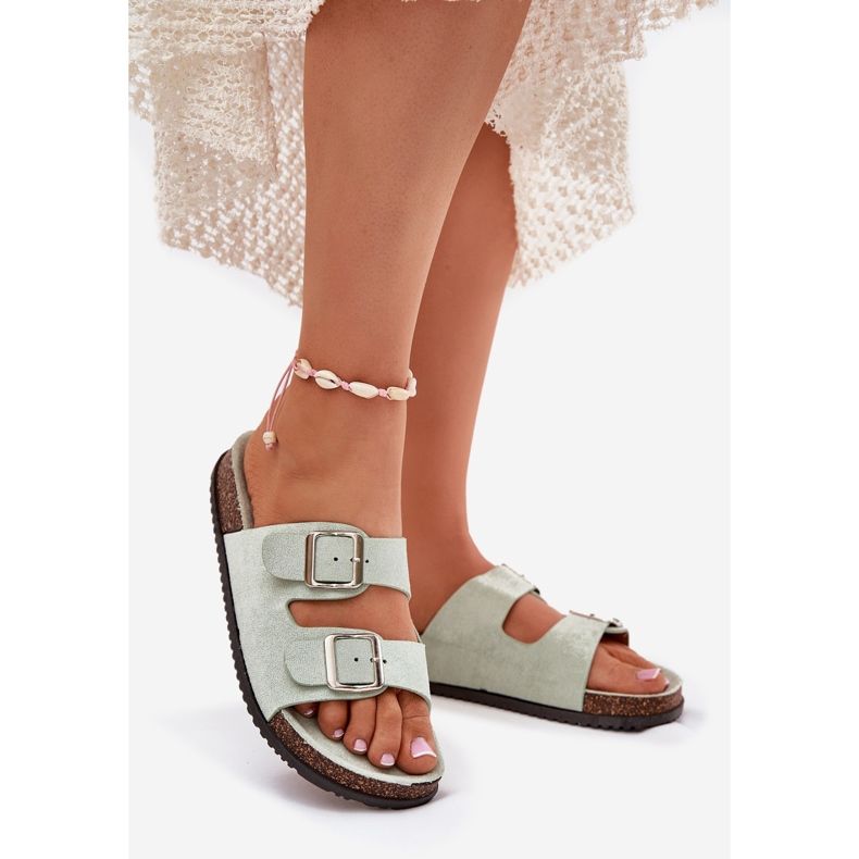 Inna Dámské žabky s přezky máty zelená 1