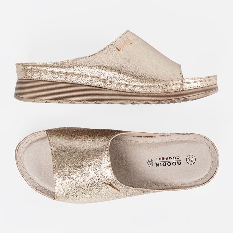 Goodin Dámské zlaté žabky na platformě zlatý 1