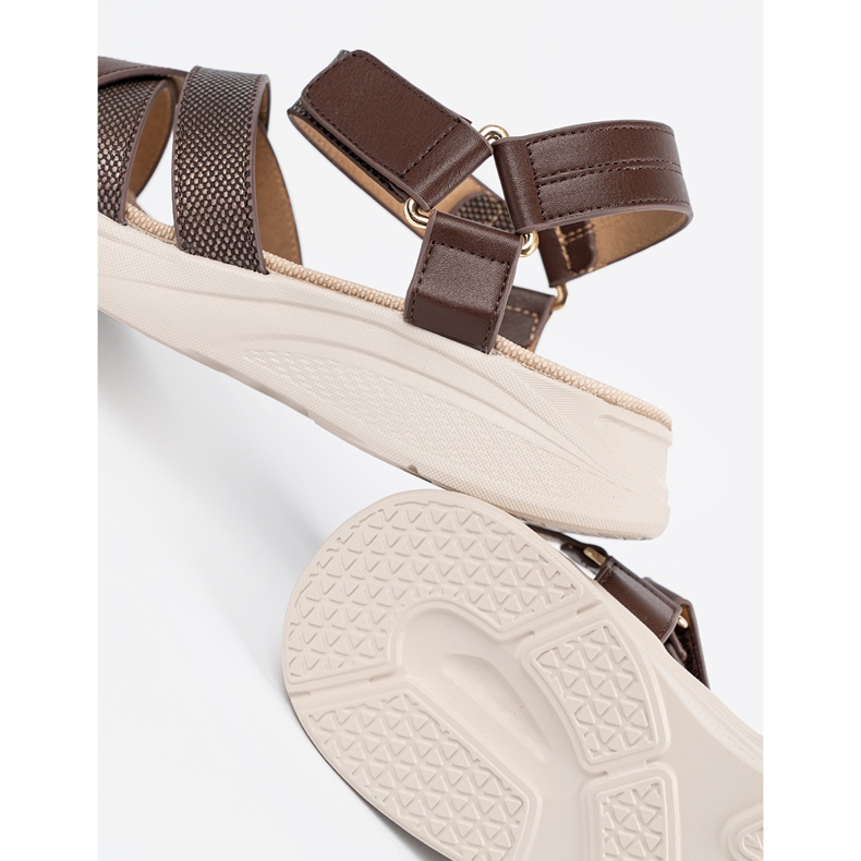 Sergio Leone Hnědé sandály na bílé platformě hnědý 1