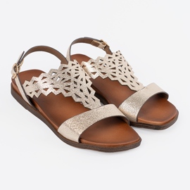 Sergio Leone Zlaté sandály s dekoracemi zlatý 1 Sergio Leone Zlaté sandály s dekoracemi zlatý 1