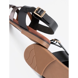 Černé sandály Sergio Leone se stříbrnými pruhy černá 1 Černé sandály Sergio Leone se stříbrnými pruhy černá 1