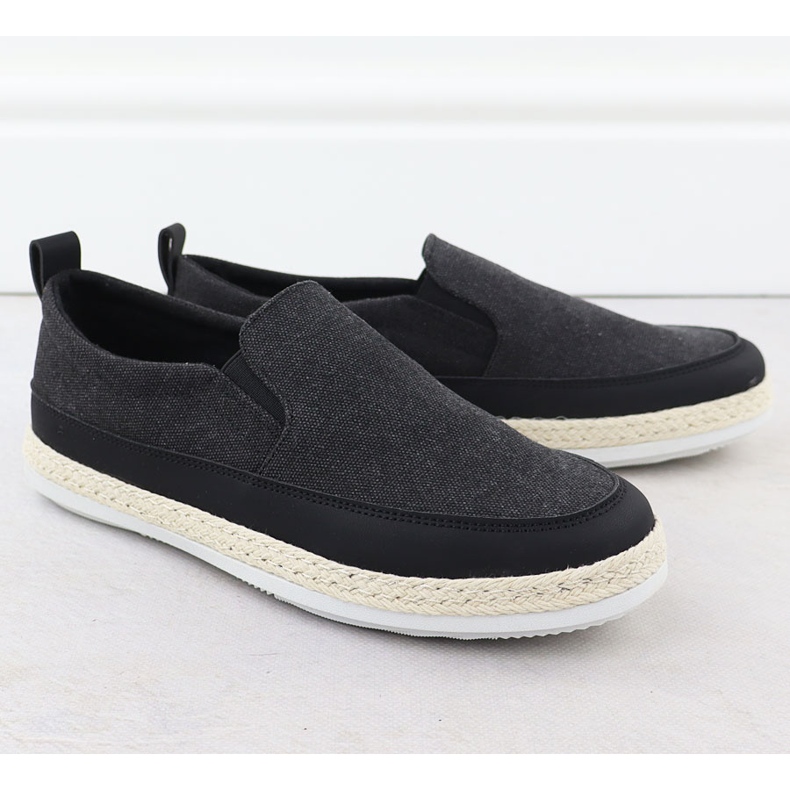 Nowacki Pánské boty espadrilles sklouzly v černé 0017-t černý 1