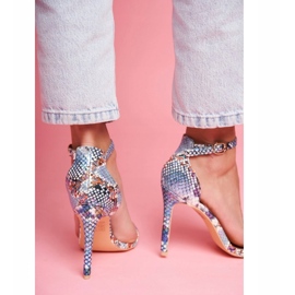 Dámské sandály na patě modré modrý 2