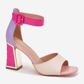 EVento Elegantní ženské sandály na béžově růžovém sloupku růžový 2