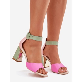 EVento Elegantní dámské sandály na růžově zeleném příspěvku růžový 1