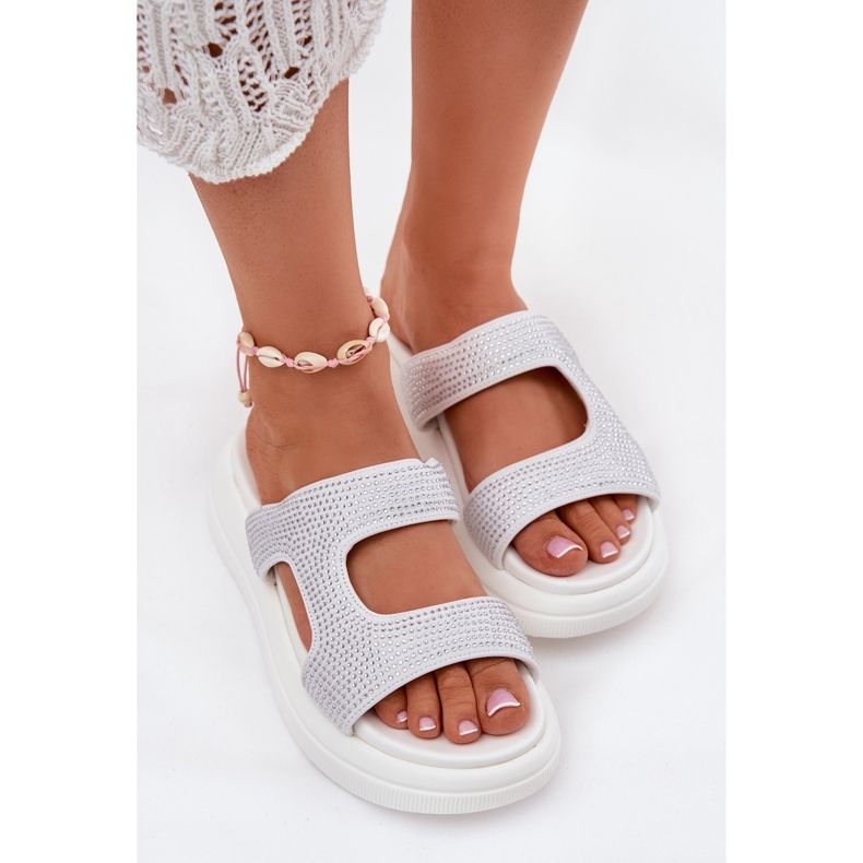 Inna Zdobené žabky žen na bílé platformě bílý 1