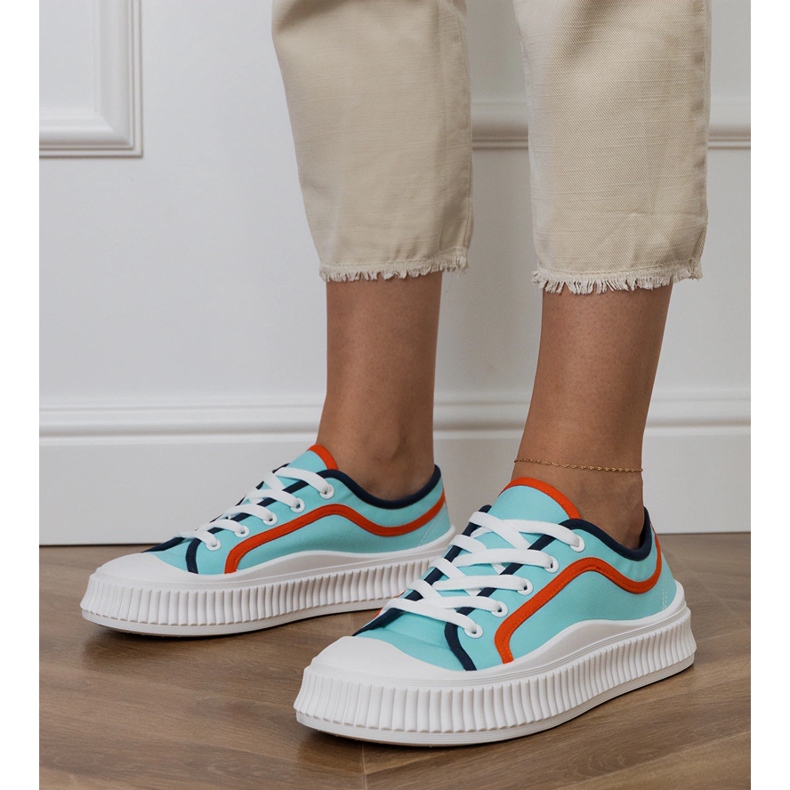 Modré dámské tenisky na platformě modrý 1