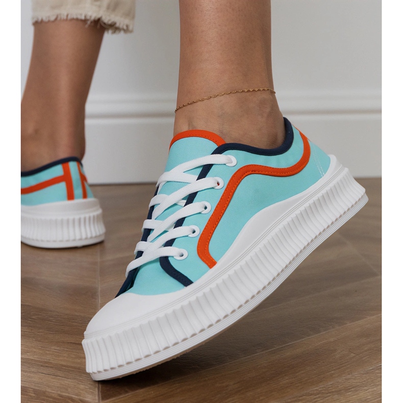 Modré dámské tenisky na platformě modrý 2