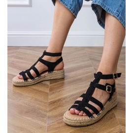 Black Espadrilles sandály na nízké platformě černý 1