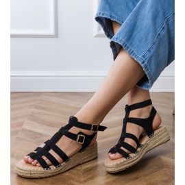 Black Espadrilles sandály na nízké platformě černý 2