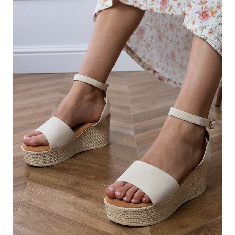 Béžové sandály na platformě Ekozamsz béžový 1