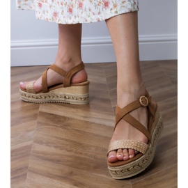 Hnědé sandály Espadrilles pro klín hnědý 2